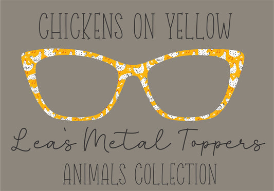 CHICKENS ON YELLOW Eyewear Frame Toppers COMES WITH MAGNETS