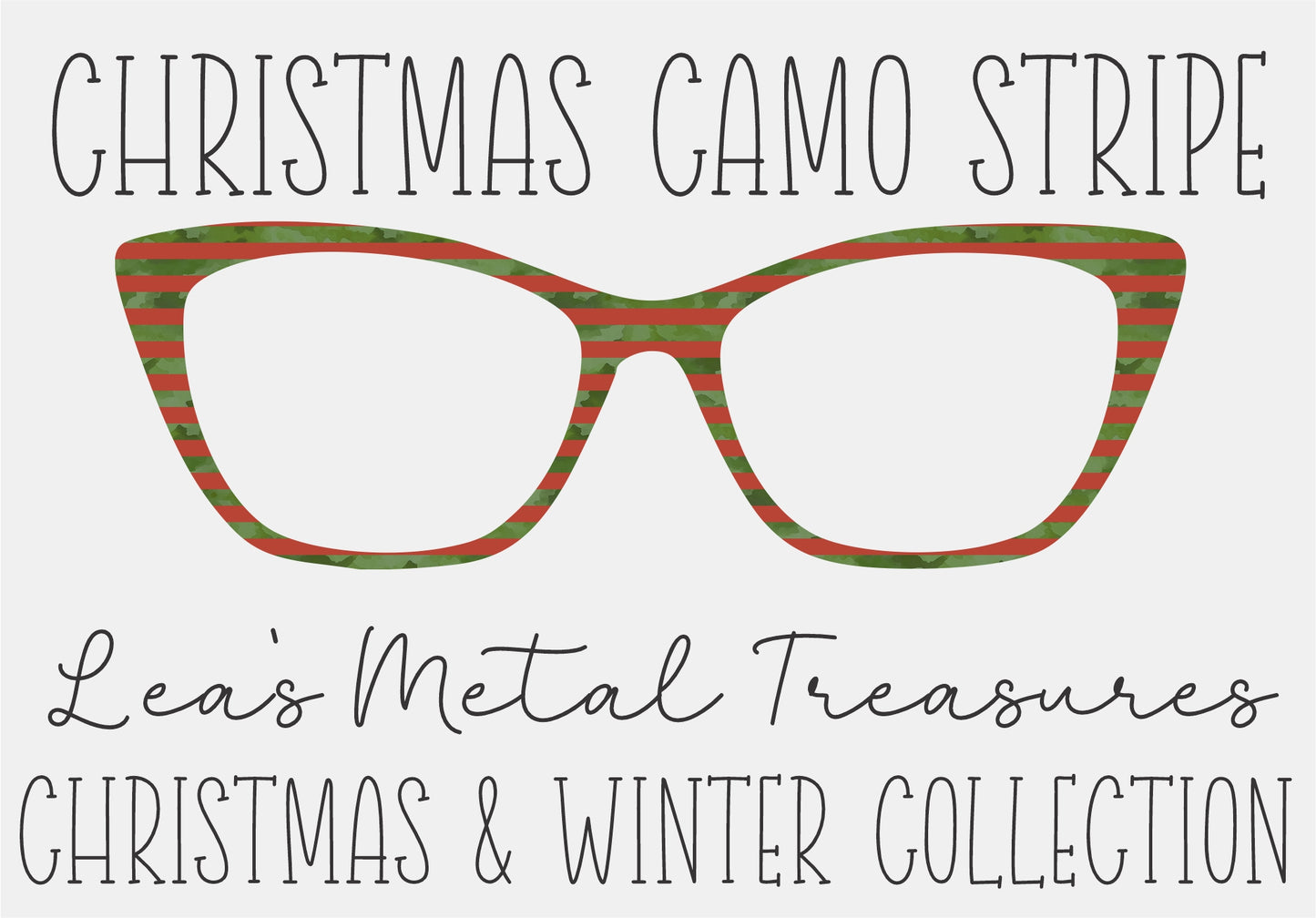 CHRISTMAS CAMO STRIPE Eyewear Frame Toppers COMES WITH MAGNETS