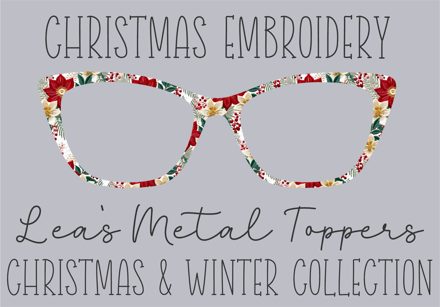 CHRISTMAS EMBROIDERY Eyewear Frame Toppers COMES WITH MAGNETS