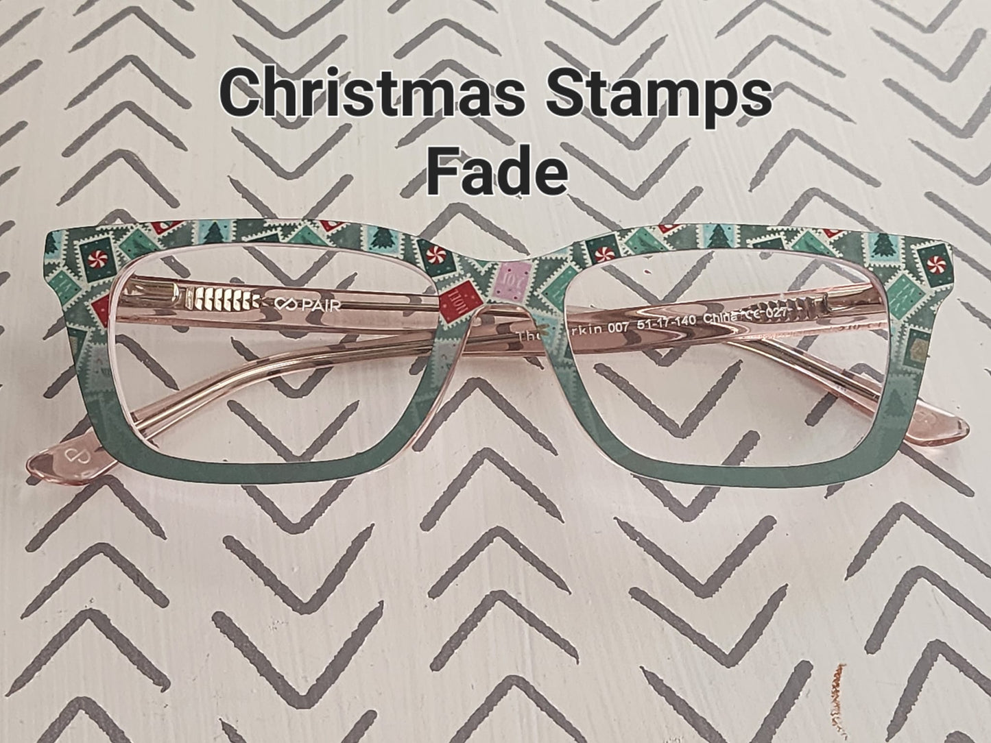 CHRISTMAS STAMPS FADE Eyewear Frame Toppers COMES WITH MAGNETS