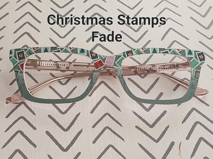 CHRISTMAS STAMPS FADE Eyewear Frame Toppers COMES WITH MAGNETS