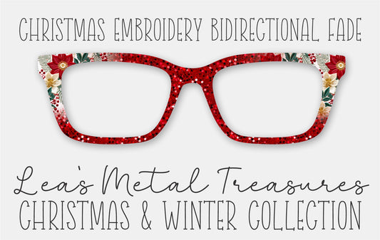 Christmas Embroidery Bidirectional Fade Eyewear Frame Toppers COMES WITH MAGNETS