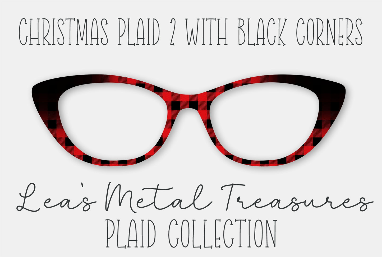 Christmas Plaid 2 with Black Corners Eyewear Frame Toppers COMES WITH MAGNETS