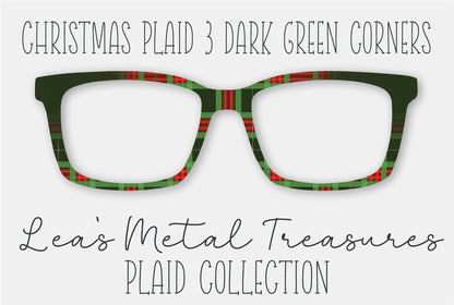 Christmas Plaid 3 Dark Green Corners Eyewear Frame Toppers COMES WITH MAGNETS