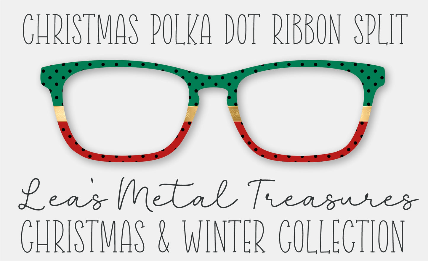 Christmas Polka Dot Ribbon Split Eyewear Frame Toppers COMES WITH MAGNETS