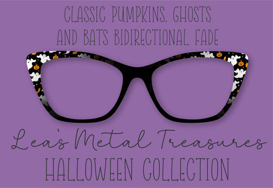Classic Pumpkins Bats and Ghosts Bidirectional Fade Eyewear Frame Toppers COMES WITH MAGNETS