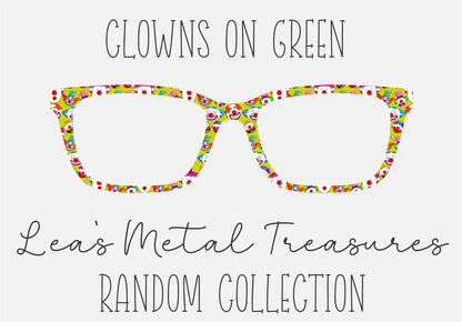 CLOWNS ON GREEN Eyewear Frame Toppers COMES WITH MAGNETS