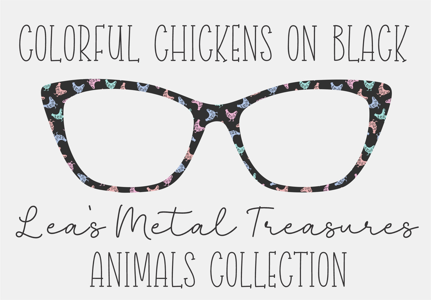 COLORFUL CHICKENS ON BLACK COMES WITH MAGNETS