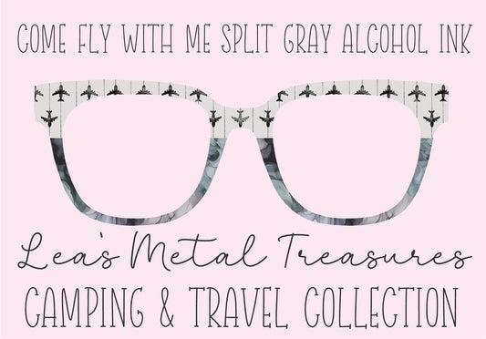 Come Fly With Me Split Gray Alcohol Ink Eyewear Frame Toppers COMES WITH MAGNETS