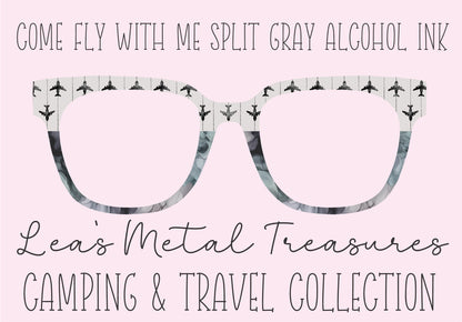 Come Fly With Me Split Gray Alcohol Ink Eyewear Frame Toppers COMES WITH MAGNETS