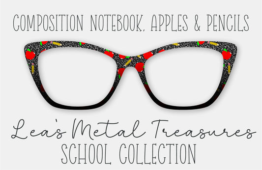 Composition Notebook, Apples, Pencils • Magnetic Eyeglasses Toppers