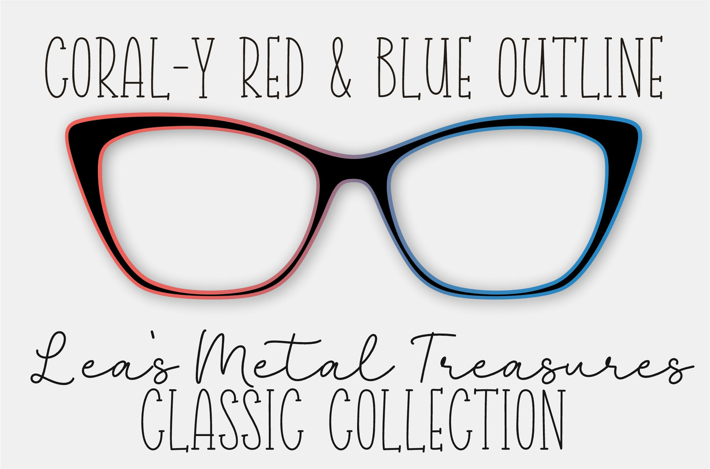 Coral-y Red and Blue Outline • Magnetic Eyeglasses Toppers