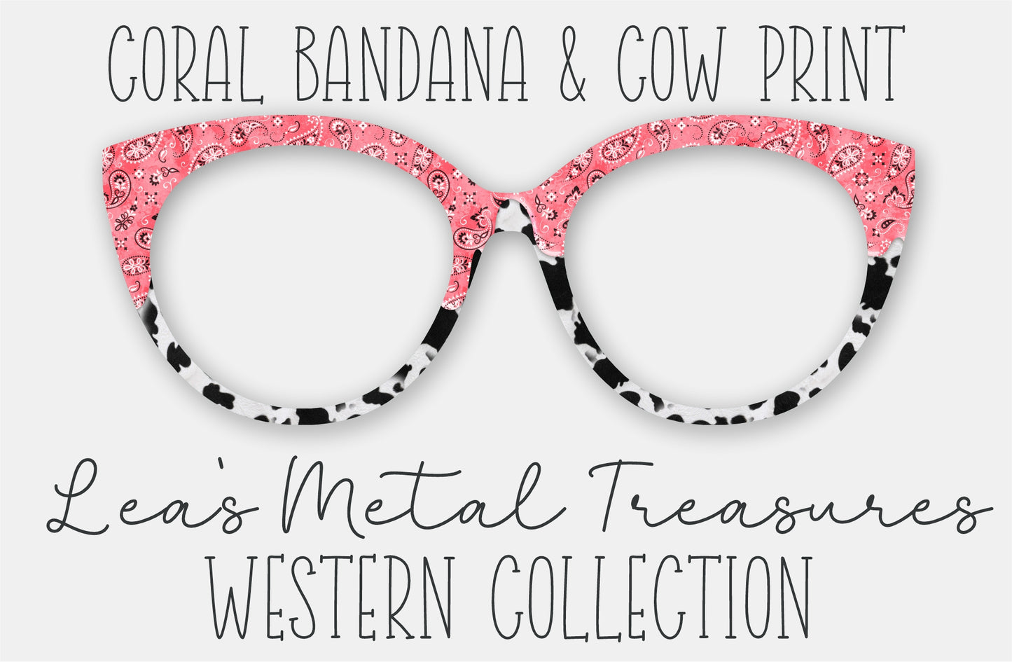 Coral Bandana and Cow Print • Magnetic Eyeglasses Toppers