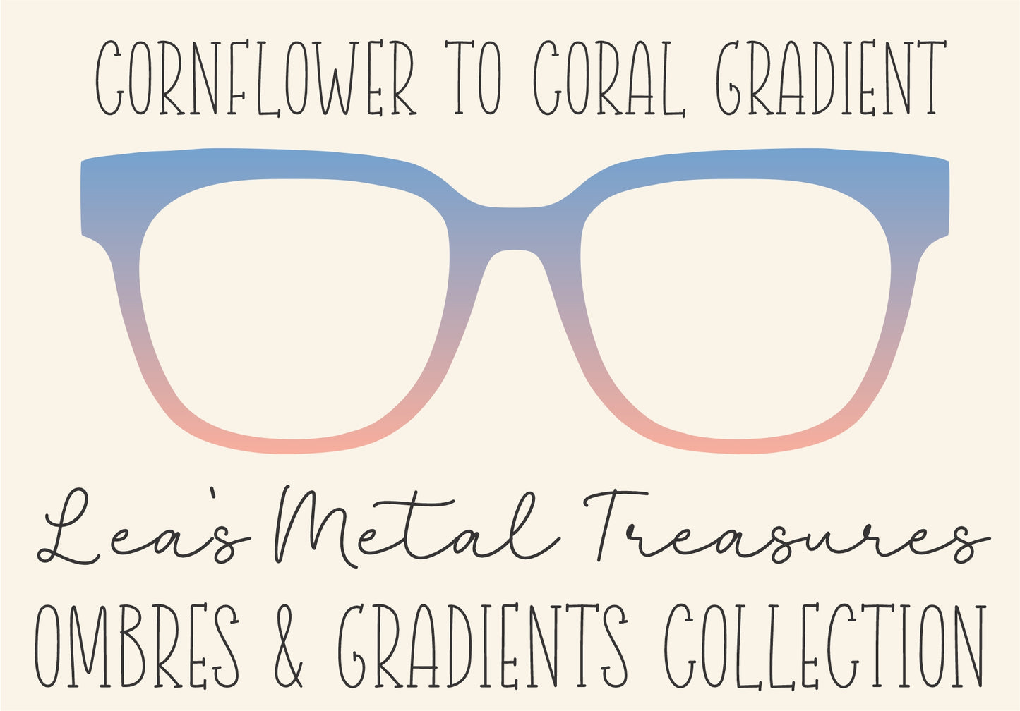 CORNFLOWER TO CORAL GRADIENT Eyewear Frame Toppers COMES WITH MAGNETS