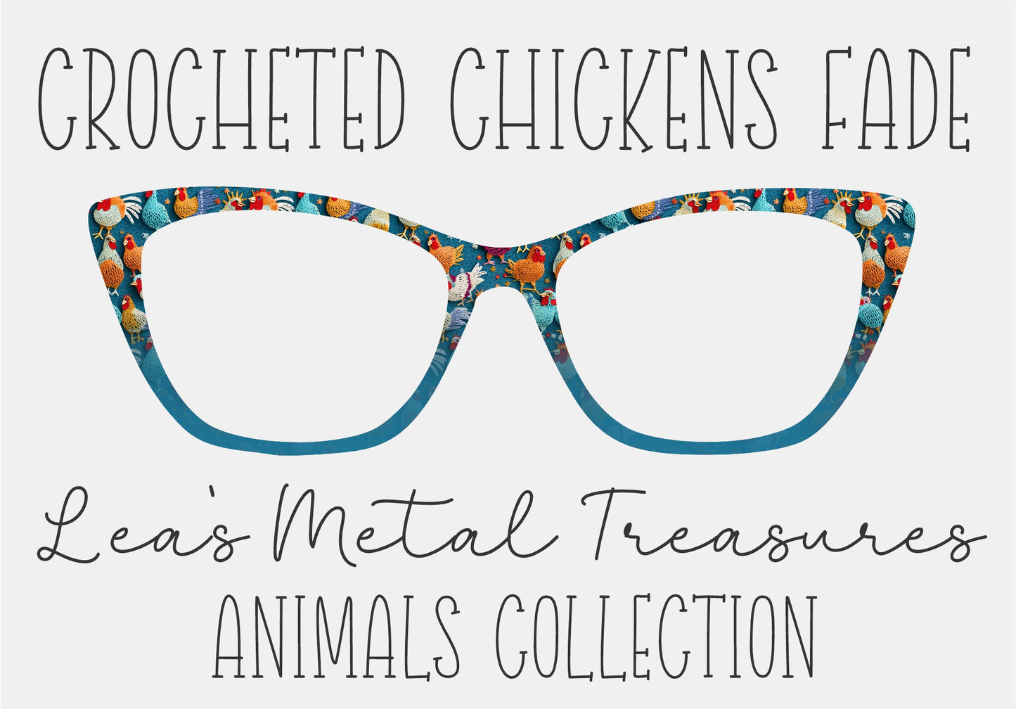 CROCHETED CHICKENS FADE Eyewear Frame Toppers COMES WITH MAGNETS