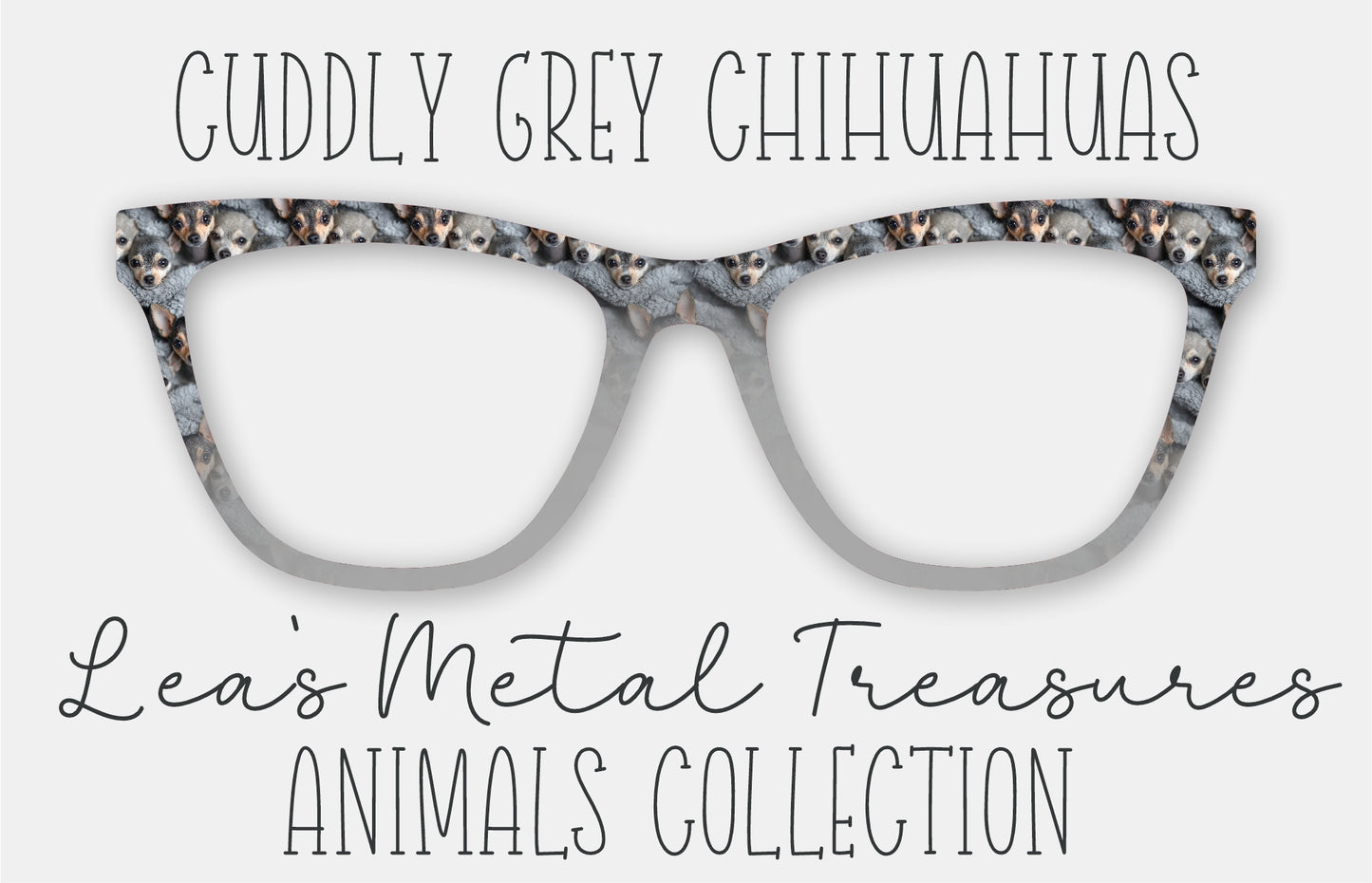 Cuddly Grey Chihuahua Eyewear Frame Toppers