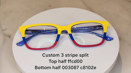Build Your Own 3 Stripe Split Custom Color Selector Printed Magnetic Eyeglasses Topper