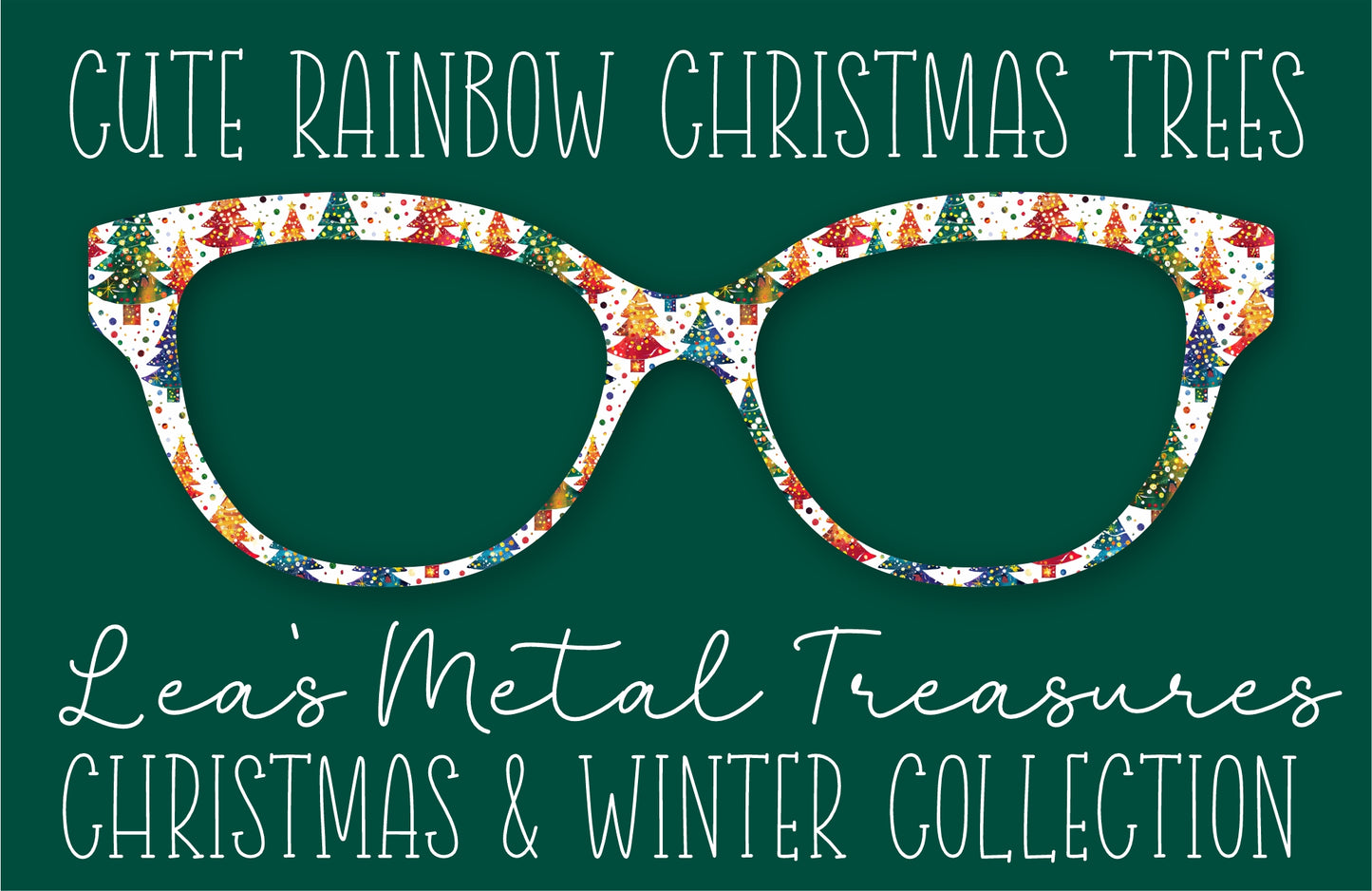 Cute Rainbow Christmas Trees Eyewear Frame Toppers COMES WITH MAGNETS