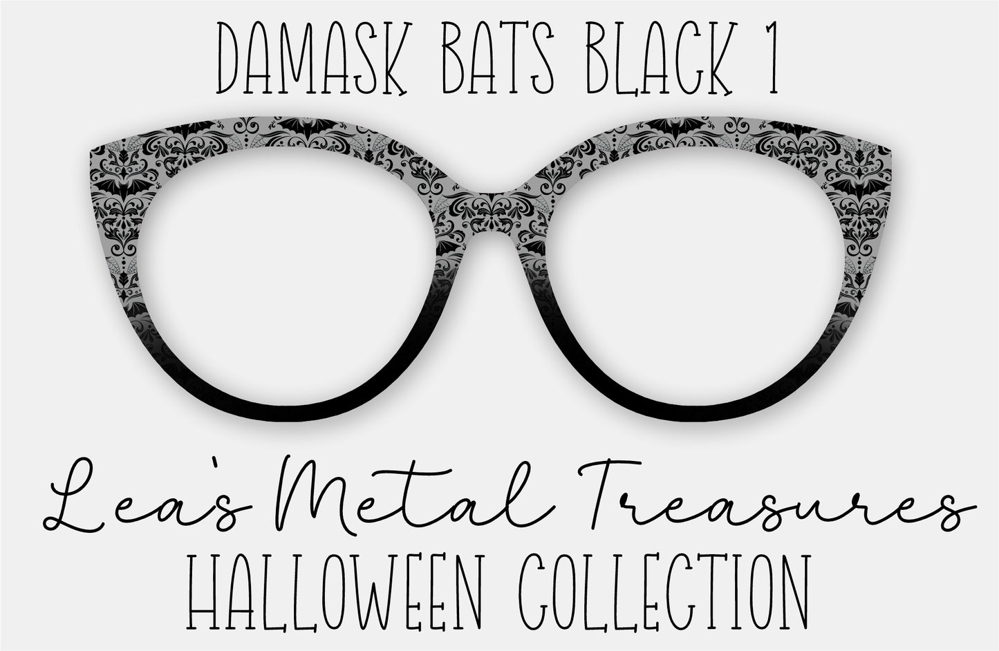 Damask Bats Black 1 Eyewear Frame Toppers