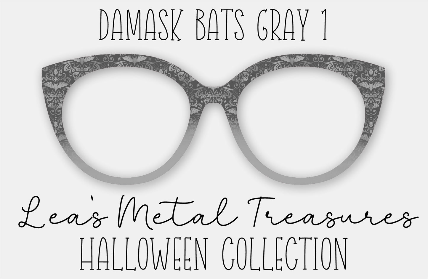 Damask Bats Grey 1 Eyewear Frame Toppers