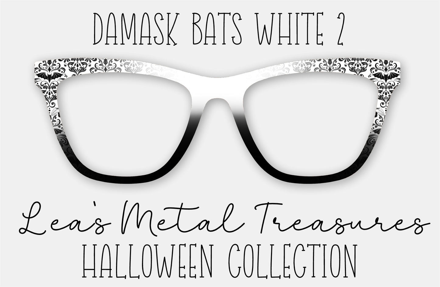 Damask Bats White 2 Eyewear Frame Toppers