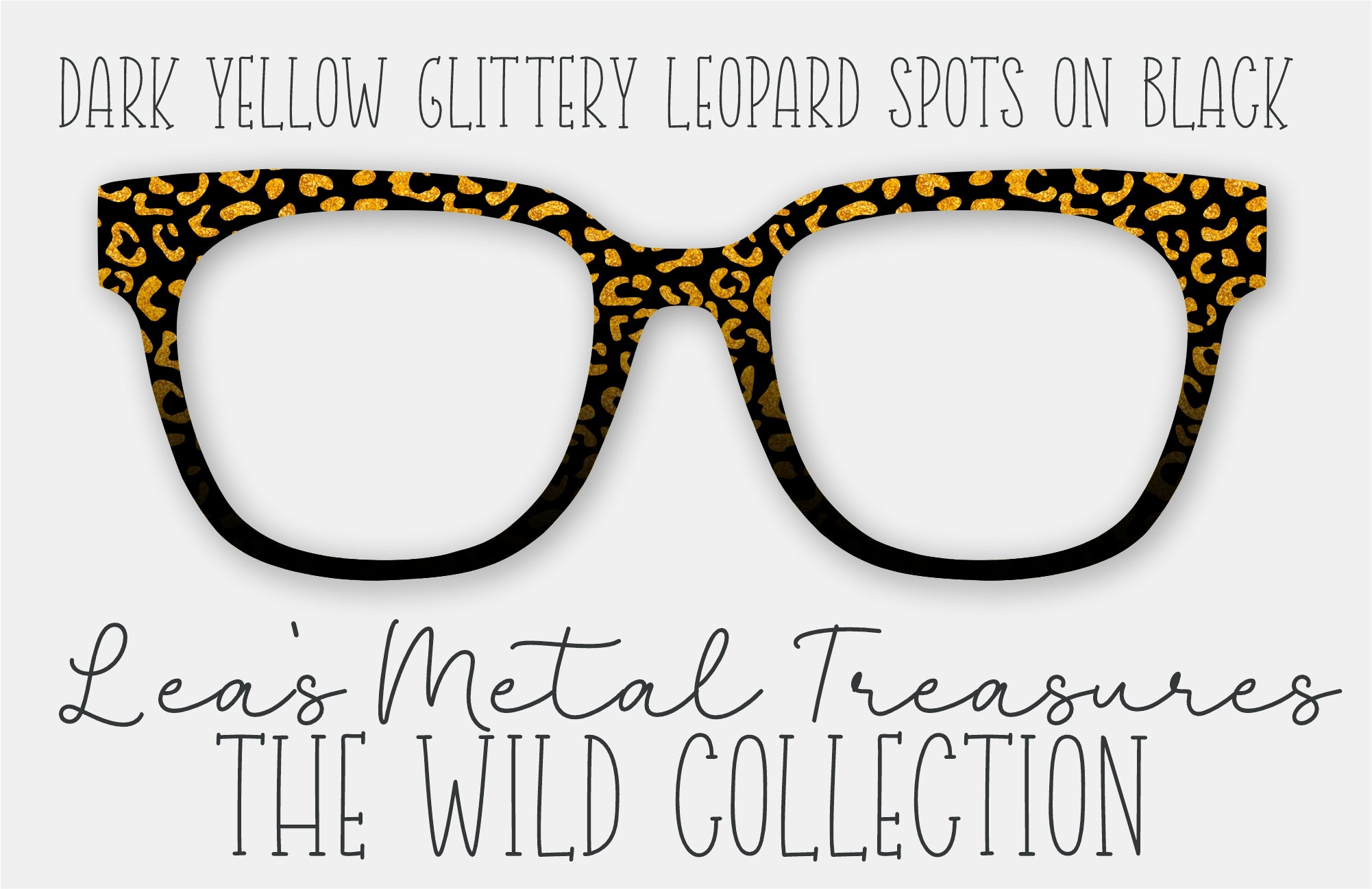 Twinkle Leopard Dark Yellow Glittery Leopard Spots on Black Eyewear Frame Toppers ...