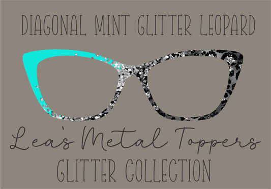 DIAGONAL MINT GLITTER Eyewear Frame Toppers COMES WITH MAGNETS