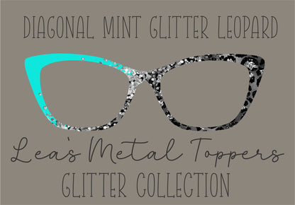 DIAGONAL MINT GLITTER Eyewear Frame Toppers COMES WITH MAGNETS