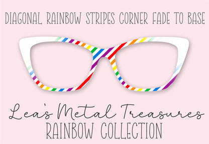 Diagonal Rainbow Stripes Corner Fade to Base Eyewear Frame Toppers