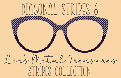 Diagonal Stripes 6 Eyewear Frame Toppers COMES WITH MAGNETS