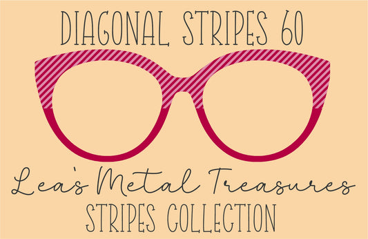 Diagonal Stripes 60 Eyewear Frame Toppers COMES WITH MAGNETS