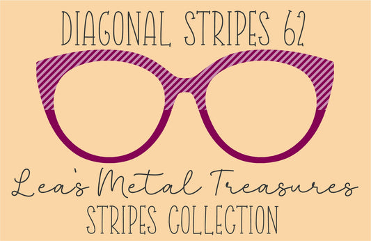 Diagonal Stripes 62 Eyewear Frame Toppers COMES WITH MAGNETS