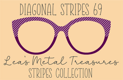 Diagonal Stripes 69 Eyewear Frame Toppers COMES WITH MAGNETS