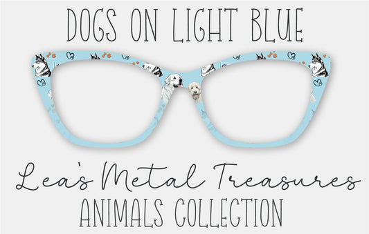 Dogs on Light Blue Eyewear Frame Toppers COMES WITH MAGNETS