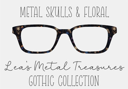 Metal Skulls and Floral Eyewear Frame Topper