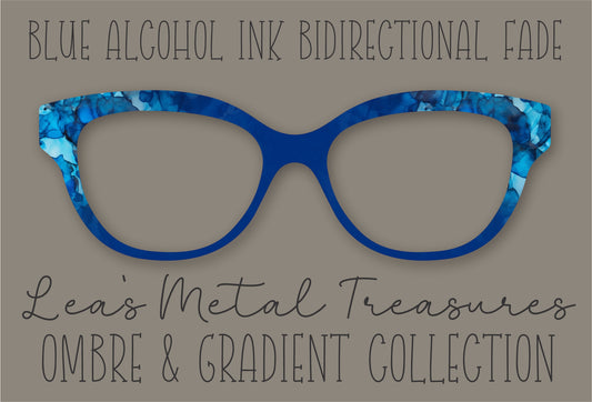 Blue Alcohol Ink Bidirectional Fade Eyewear Frame Toppers COMES WITH MAGNETS