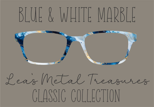 Blue & White Marble Eyewear Frame Toppers COMES WITH MAGNETS