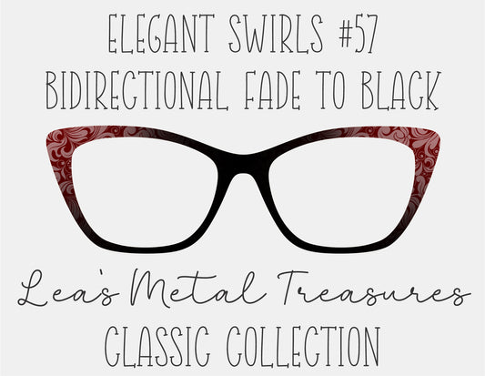 Elegant swirls 57 bidirectional fade to black Eyewear Frame Toppers