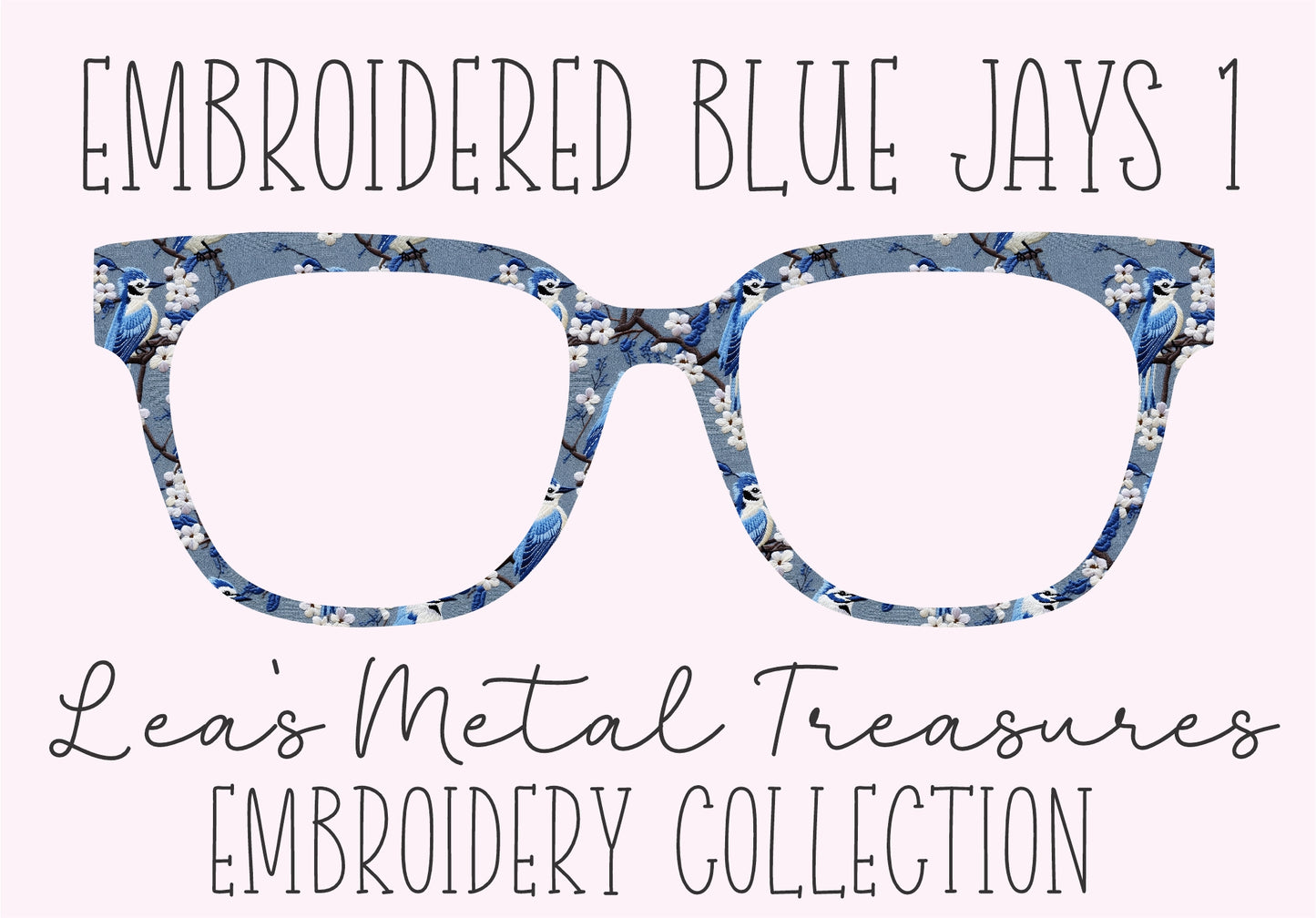 EMBROIDERED BLUE JAYS 1 Eyewear Frame Toppers COMES WITH MAGNETS