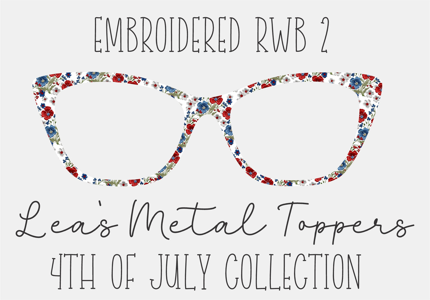 EMBROIDERED RWB 2 Eyewear Frame Toppers COMES WITH MAGNETS