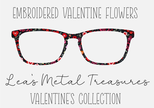 EMBROIDERED VALENTINE FLOWERS Eyewear Frame Toppers COMES WITH MAGNETS