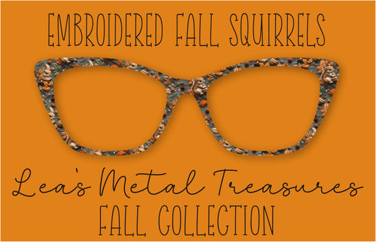 Embroidered Fall Squirrels Eyewear Frame Toppers COMES WITH MAGNETS