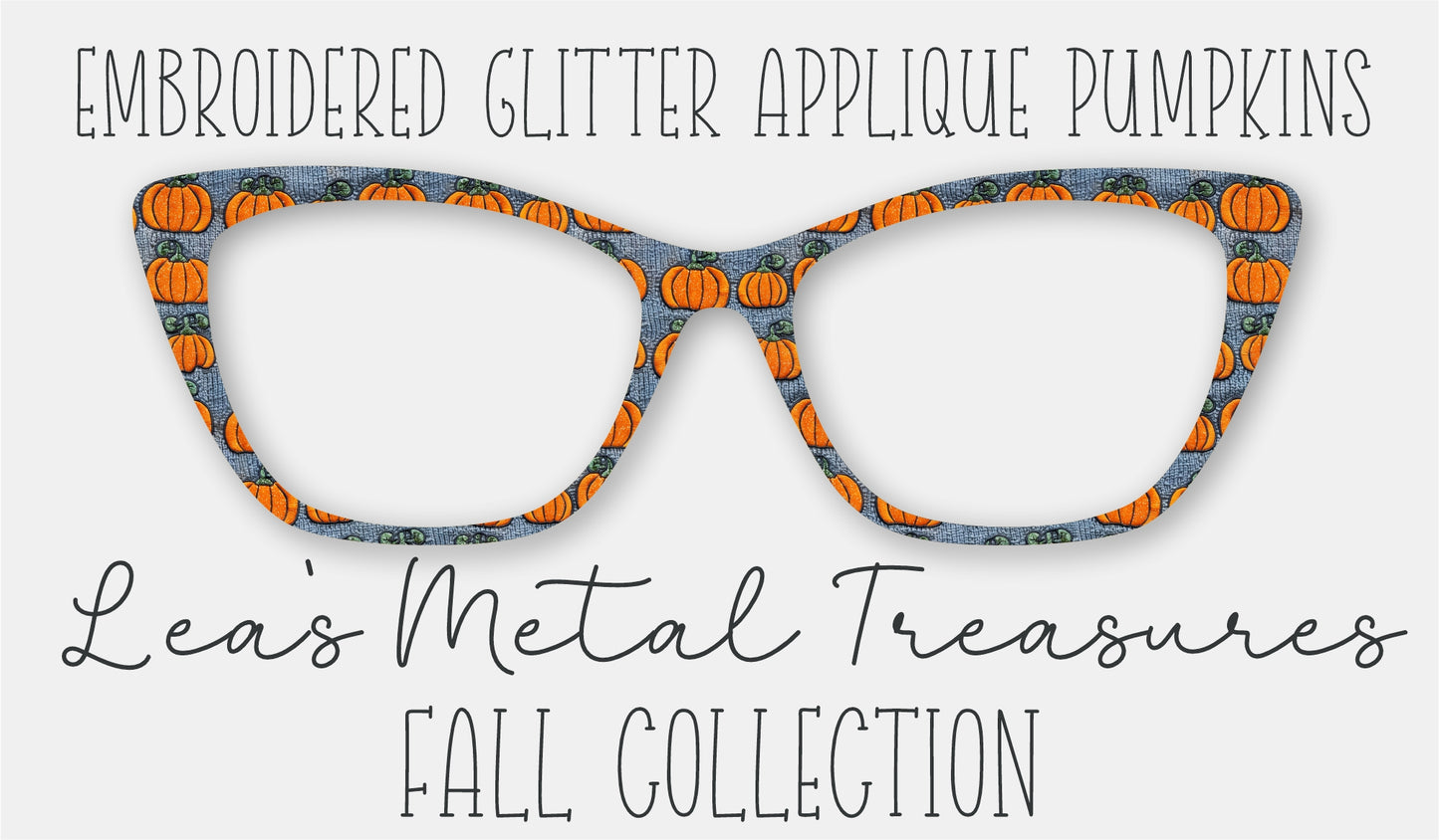 Embroidered Glitter Applique Pumpkins Eyewear Frame Toppers COMES WITH MAGNETS