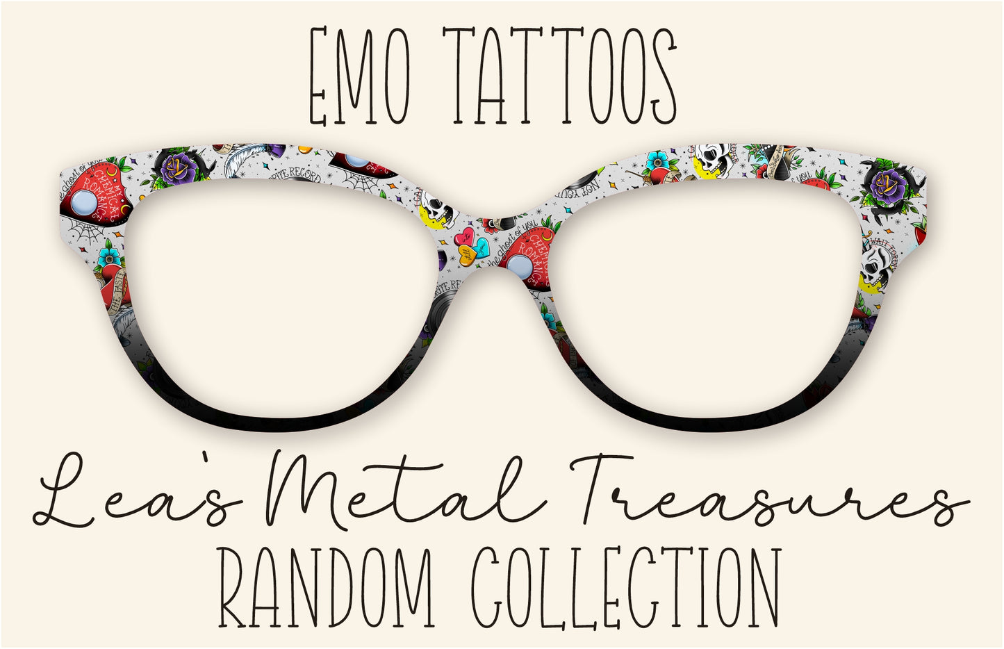 EMO Tatoos Eyewear Frame Toppers COMES WITH MAGNETS