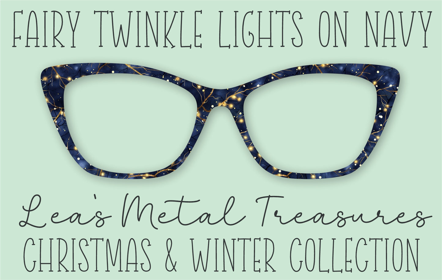 Fairy Twinkle Lights on Navy Eyewear Printed Magnetic Eyeglasses Topper