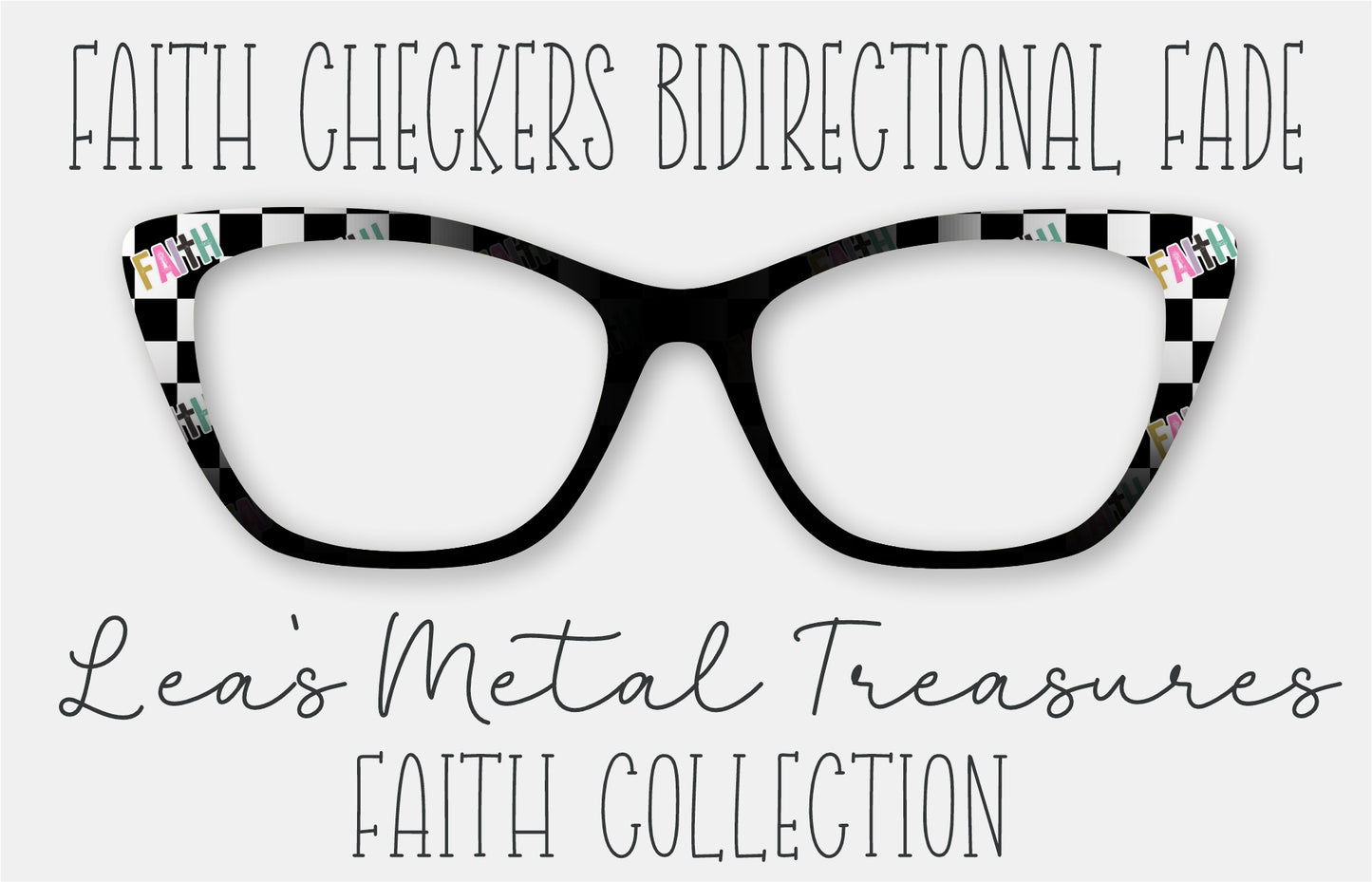 Faith Checkers BiDirectional Fade Eyewear Frame Toppers COMES WITH MAGNETS