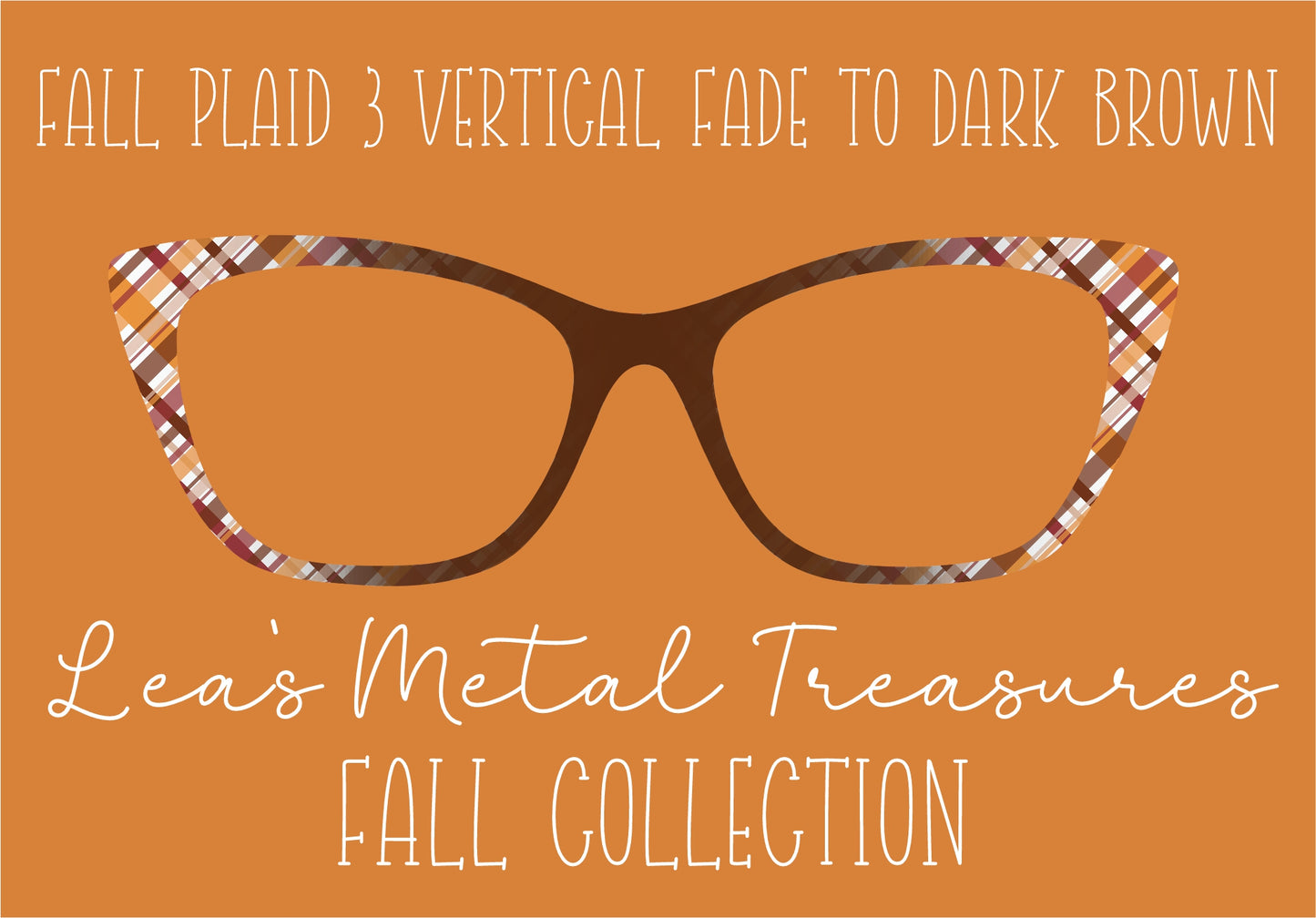 FALL PLAID 3 VERTICAL FADE TO DARK BROWN Eyewear Frame Toppers COMES WITH MAGNETS