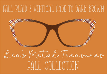 FALL PLAID 3 VERTICAL FADE TO DARK BROWN Eyewear Frame Toppers COMES WITH MAGNETS
