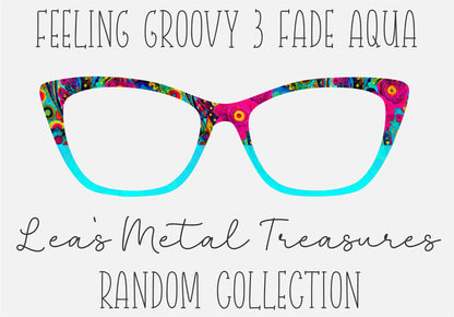 Feeling Groovy 3 SPLIT Semi Transparent Aqua - 00F7FD Eyewear Frame Toppers COMES WITH MAGNETS