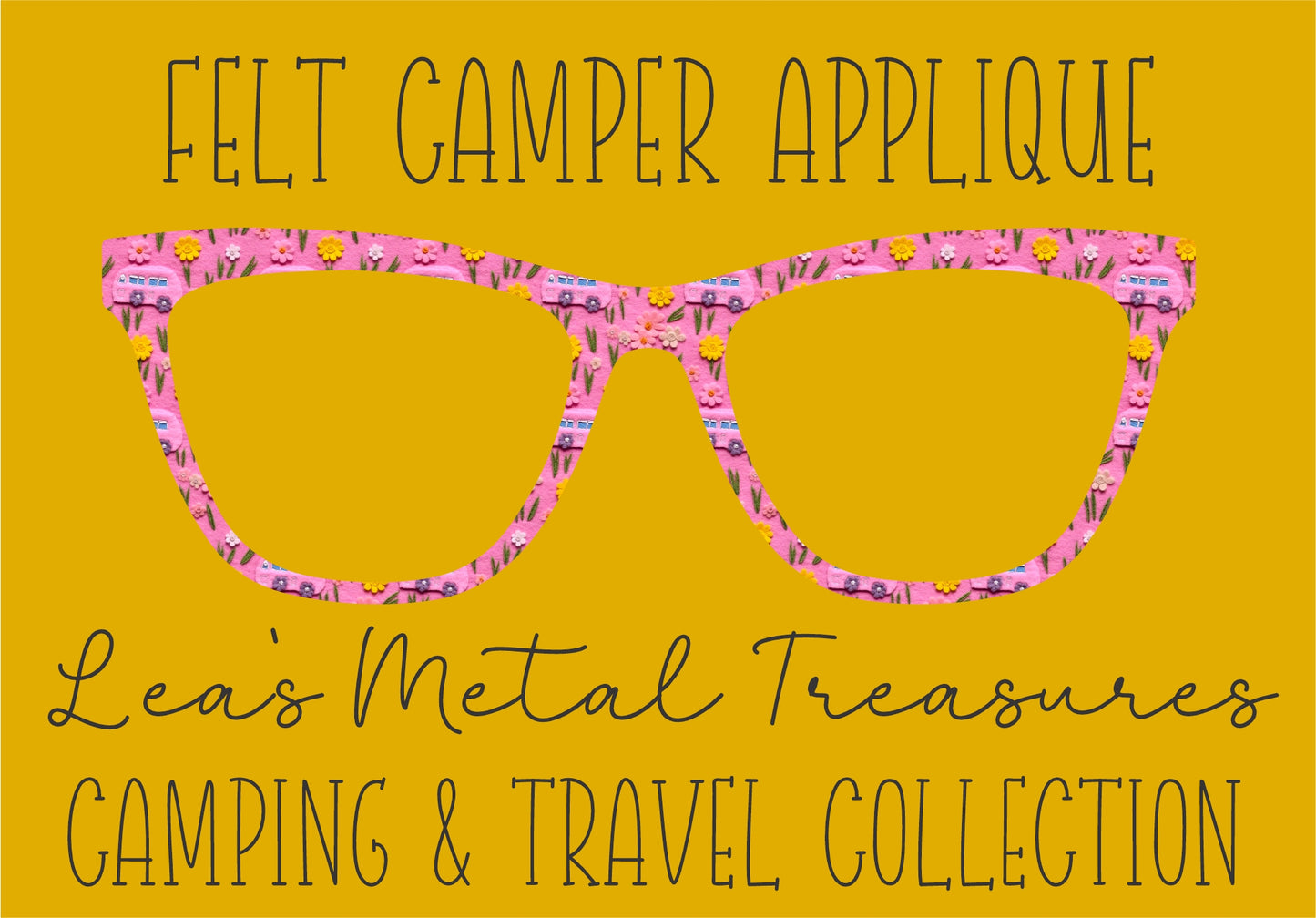 FELT CAMPER APPLIQUE Eyewear Frame Toppers COMES WITH MAGNETS